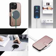 For iPhone 14 / 13 ESEBLE E1 Nappa Texture MagSafe Holder Leather Phone Case(Rose Gold)