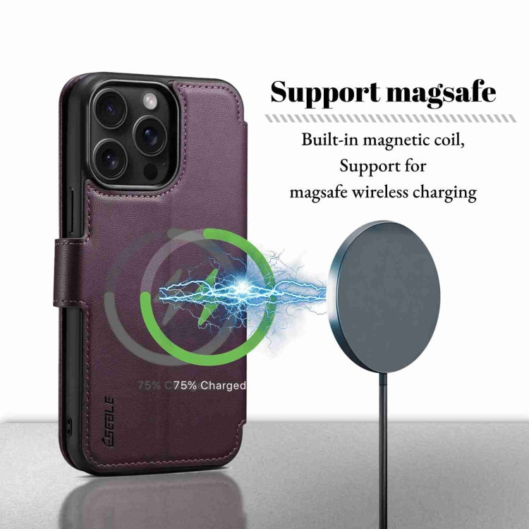 For iPhone 15 Plus / 14 Plus ESEBLE E1 Nappa Texture MagSafe Holder Leather Phone Case(Dark Purple)