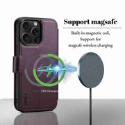 For iPhone 15 Plus / 14 Plus ESEBLE E1 Nappa Texture MagSafe Holder Leather Phone Case(Dark Purple)