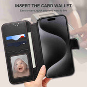 For iPhone 15 Plus / 14 Plus ESEBLE E1 Nappa Texture MagSafe Holder Leather Phone Case(Black)