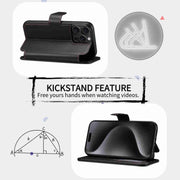 For iPhone 15 Plus / 14 Plus ESEBLE E1 Nappa Texture MagSafe Holder Leather Phone Case(Black)