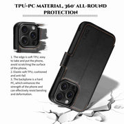 For iPhone 15 Plus / 14 Plus ESEBLE E1 Nappa Texture MagSafe Holder Leather Phone Case(Black)