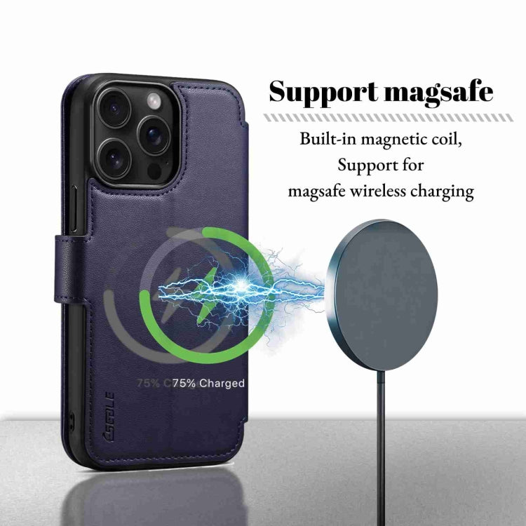 For iPhone 14 Pro Max ESEBLE E1 Nappa Texture MagSafe Holder Leather Phone Case(Dark Blue)