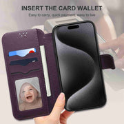 For iPhone 14 Pro Max ESEBLE E1 Nappa Texture MagSafe Holder Leather Phone Case(Dark Purple)