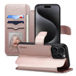 For iPhone 15 Pro ESEBLE E1 Nappa Texture MagSafe Holder Leather Phone Case(Rose Gold) - free shipping - PMC TechLife - Order now!