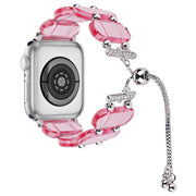 For Apple Watch SE 2022 44mm Resin Retractable Chain Watch Band(Pink)