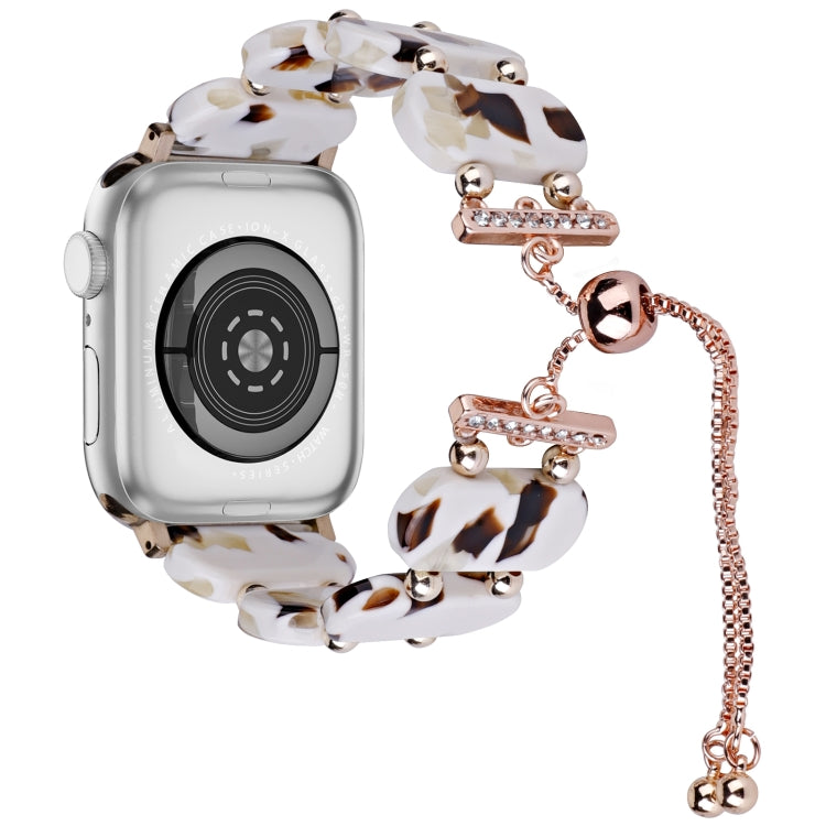 For Apple Watch SE 2022 44mm Resin Retractable Chain Watch Band(Nougat)