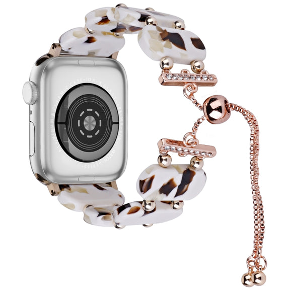 For Apple Watch SE 2022 44mm Resin Retractable Chain Watch Band(Nougat)