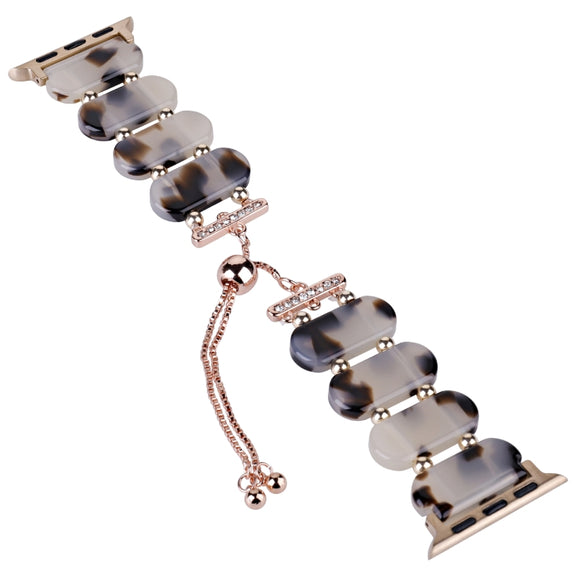 For Apple Watch Series 6 40mm Resin Retractable Chain Watch Band(Brown White)