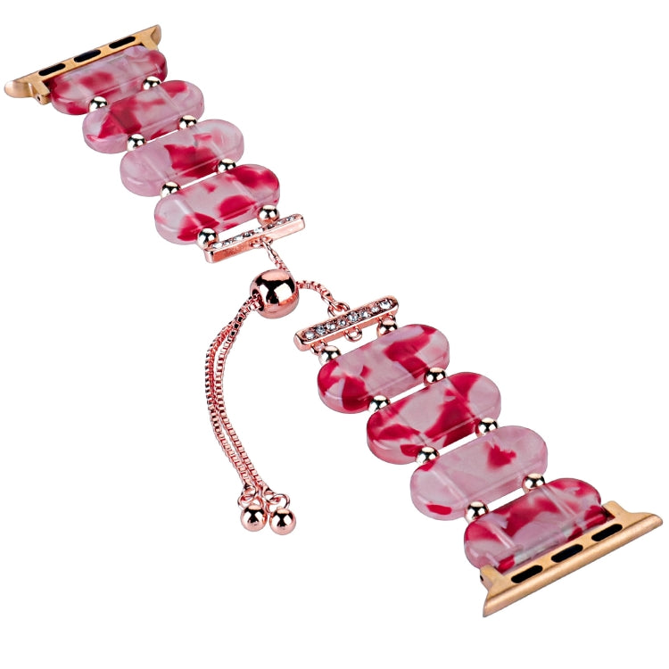 For Apple Watch Series 4 40mm Resin Retractable Chain Watch Band(Rose Red)