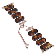For Apple Watch Series 3 38mm Resin Retractable Chain Watch Band(Tortoiseshell)