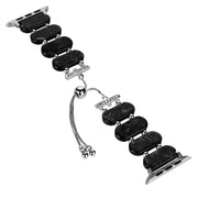 For Apple Watch Series 2 38mm Resin Retractable Chain Watch Band(Black Flower)