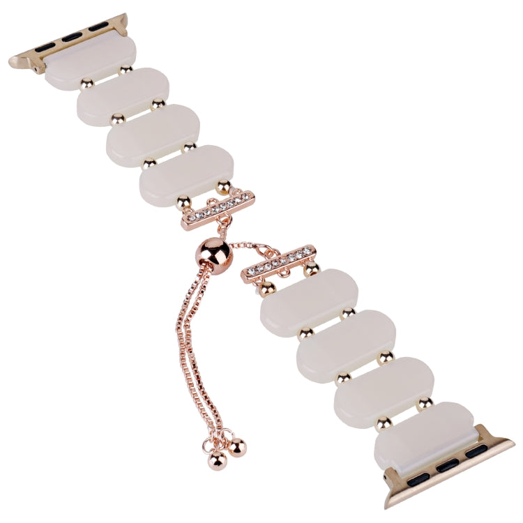 For Apple Watch Series 2 38mm Resin Retractable Chain Watch Band(Mermaid Pink)