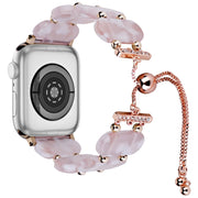For Apple Watch Series 2 38mm Resin Retractable Chain Watch Band(Pink Flower)
