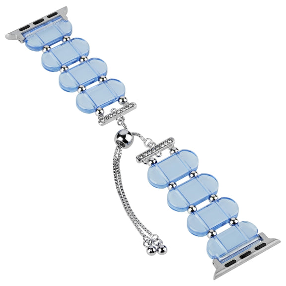 For Apple Watch 42mm Resin Retractable Chain Watch Band(Blue)