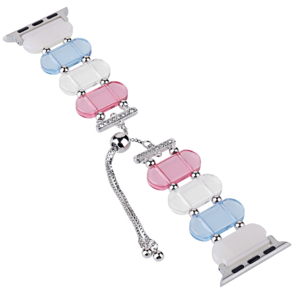 For Apple Watch 38mm Resin Retractable Chain Watch Band(Colors)