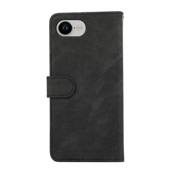 For iPhone 16e ABEEL Color Block Magnetic RFID Leather Phone Case(Black-Green)
