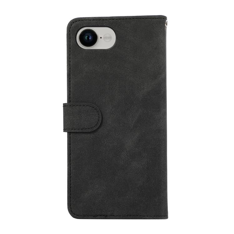 For iPhone 16e ABEEL Color Block Magnetic RFID Leather Phone Case(Black-Green)