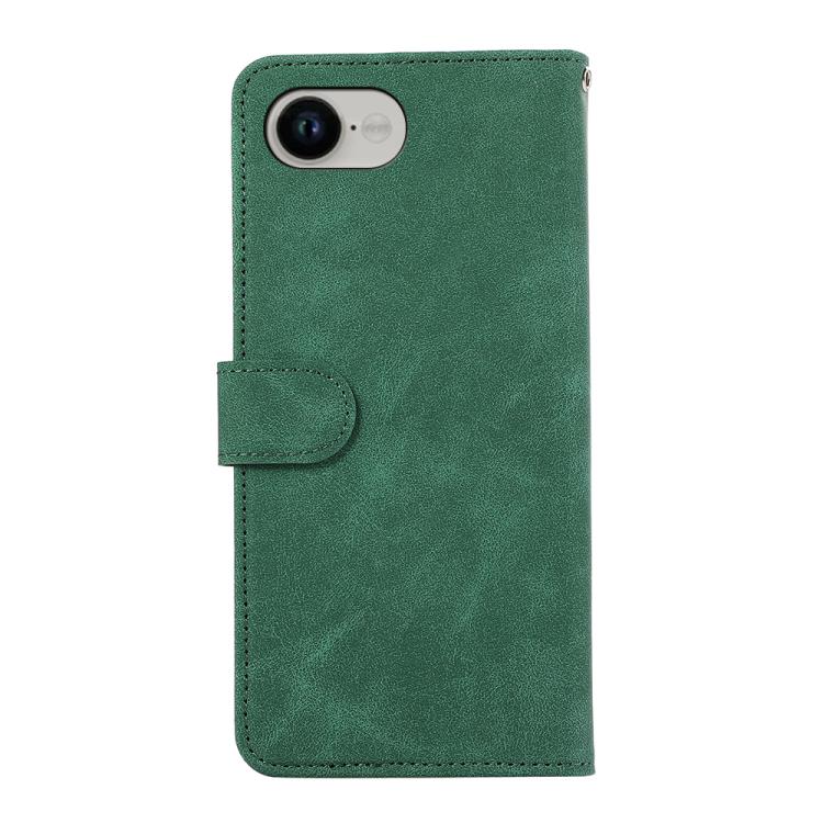 For iPhone 16e ABEEL Color Block Magnetic RFID Leather Phone Case(Green-Black)