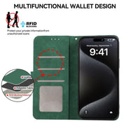 For iPhone 16e ABEEL Color Block Magnetic RFID Leather Phone Case(Green-Black)