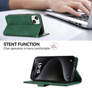 For iPhone 16e ABEEL Color Block Magnetic RFID Leather Phone Case(Green-Black)