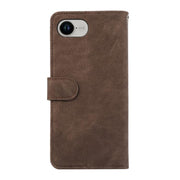 For iPhone 16e ABEEL Color Block Magnetic RFID Leather Phone Case(Brown-Blue)