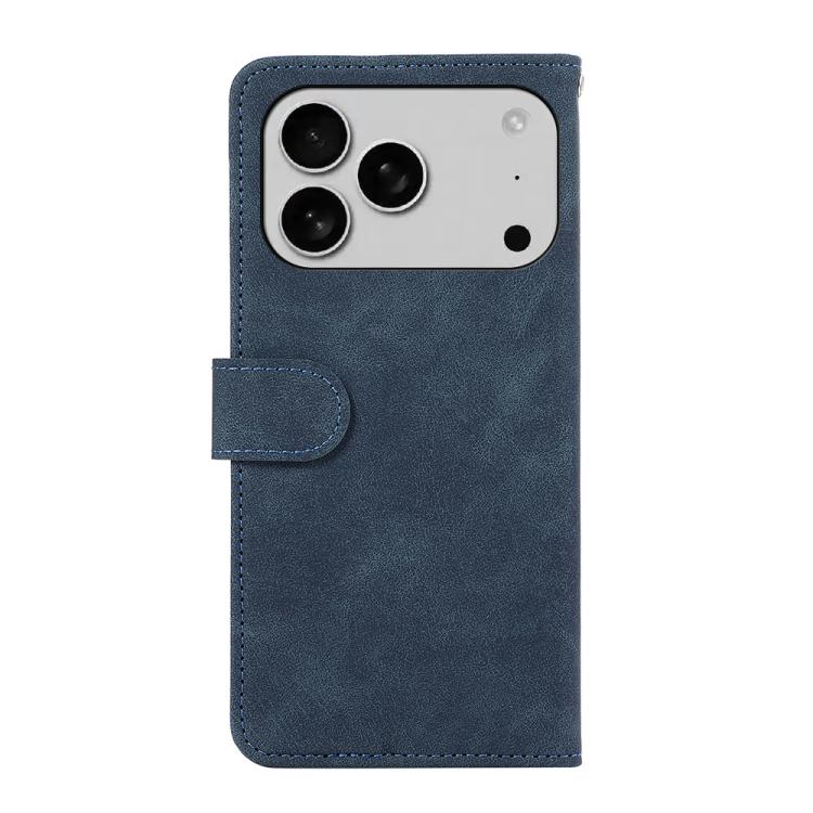 For iPhone 17 Pro ABEEL Color Block Magnetic RFID Leather Phone Case(Blue-Brown)