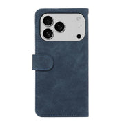 For iPhone 17 Pro ABEEL Color Block Magnetic RFID Leather Phone Case(Blue-Brown)