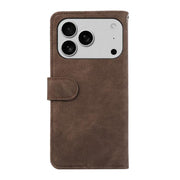 For iPhone 17 Pro ABEEL Color Block Magnetic RFID Leather Phone Case(Brown-Blue)