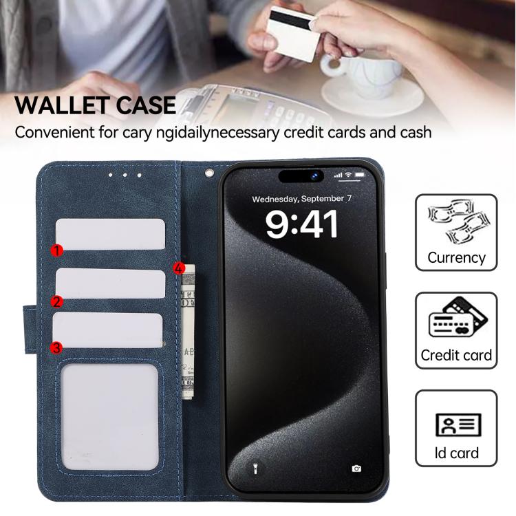 For iPhone 17 Pro Max ABEEL Color Block Magnetic RFID Leather Phone Case(Blue-Brown)