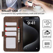 For iPhone 17 Pro Max ABEEL Color Block Magnetic RFID Leather Phone Case(Brown-Blue)