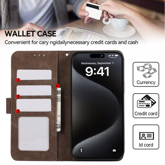 For iPhone 17 Pro Max ABEEL Color Block Magnetic RFID Leather Phone Case(Brown-Blue)