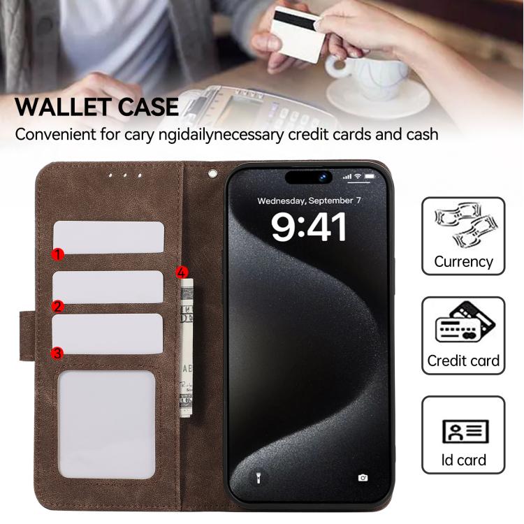 For iPhone 17 Pro Max ABEEL Color Block Magnetic RFID Leather Phone Case(Brown-Blue)