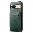 For Google Pixel 8a Crocodile Texture Card Bag Design Full Coverage Phone Case(Green) - Google Cases by PMC TechLife | Online Shopping South Africa | PMC TechLife | Buy Now Pay Later Mobicred