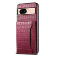 For Google Pixel 8a Crocodile Texture Card Bag Design Full Coverage Phone Case(Red) - Google Cases by PMC TechLife | Online Shopping South Africa | PMC TechLife | Buy Now Pay Later Mobicred