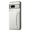 For Google Pixel 8 Crocodile Texture Card Bag Design Full Coverage Phone Case(White) - Google Cases by PMC TechLife | Online Shopping South Africa | PMC TechLife | Buy Now Pay Later Mobicred