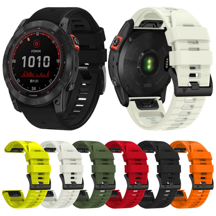 For Garmin Fenix 7 Pro 22mm Solid Color Steel Buckle Silicone Quick Release Watch Band(Creamy White)