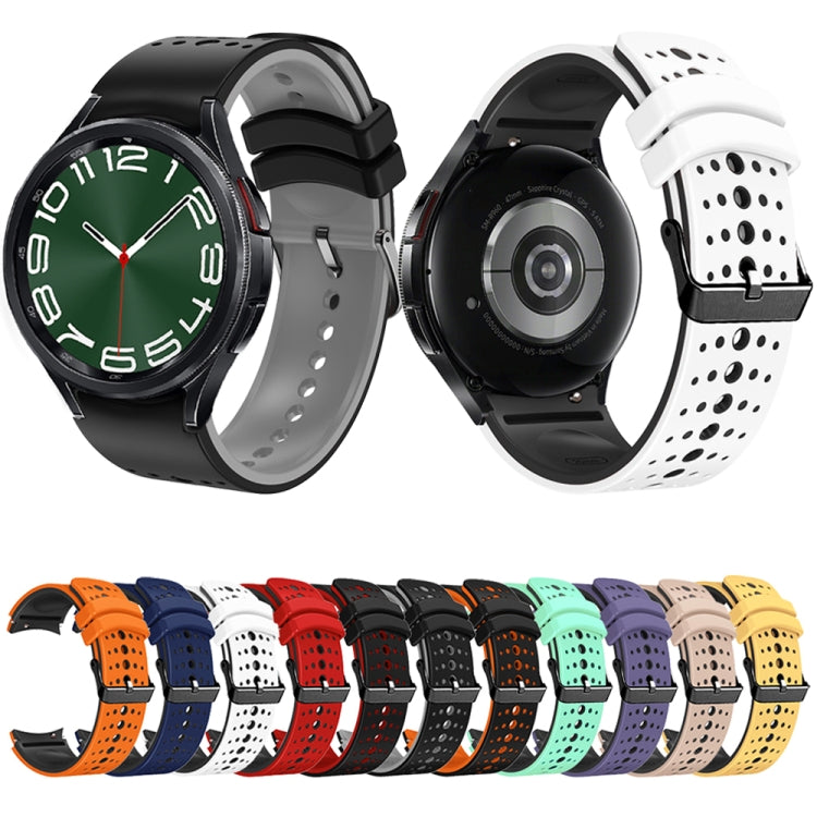 For Samsung Galaxy Watch 6 Two Color Silicone Watch Band(Purple Black)