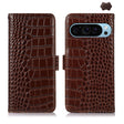 For Google Pixel 9 Crocodile Top Layer Cowhide Leather Phone Case(Brown) - Google Cases by PMC TechLife | Online Shopping South Africa | PMC TechLife | Buy Now Pay Later Mobicred