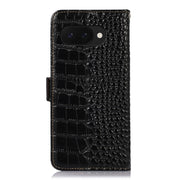For Google Pixel 9a Crocodile Top Layer Cowhide Leather Phone Case(Black)