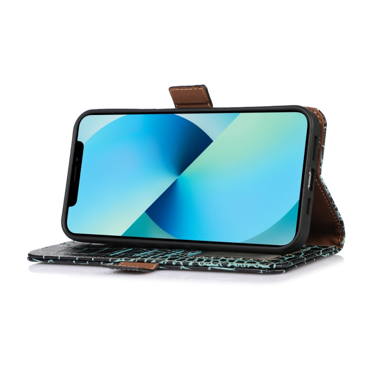 For Google Pixel 9a Crocodile Top Layer Cowhide Leather Phone Case(Green)