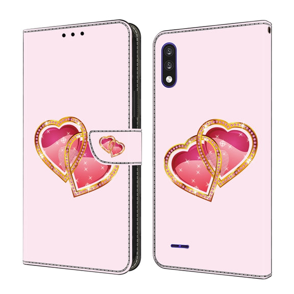 For LG K22/K22 + Crystal Painted Leather Phone case(Love Peach)