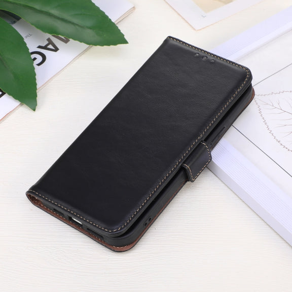 For Google Pixel 9 Pro Crazy Horse Top Layer Cowhide Leather Phone Case(Black)