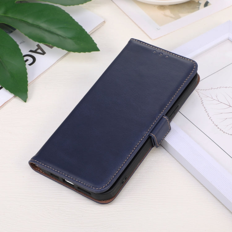 For Google Pixel 9a Crazy Horse Top Layer Cowhide Leather Phone Case(Blue)