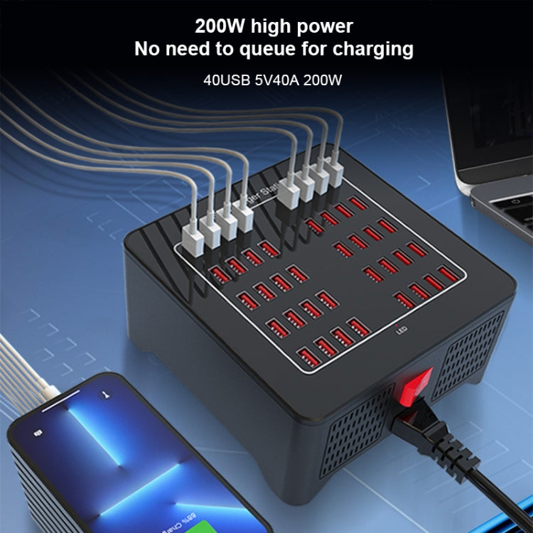 YFY-A76 200W 40 Ports USB Smart Charging Station(UK Plug)
