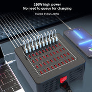 YFY-A77 250W 50 Ports USB Smart Charging Station(US Plug)