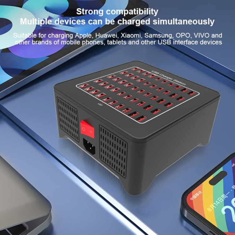 YFY-A77 250W 50 Ports USB Smart Charging Station(UK Plug)