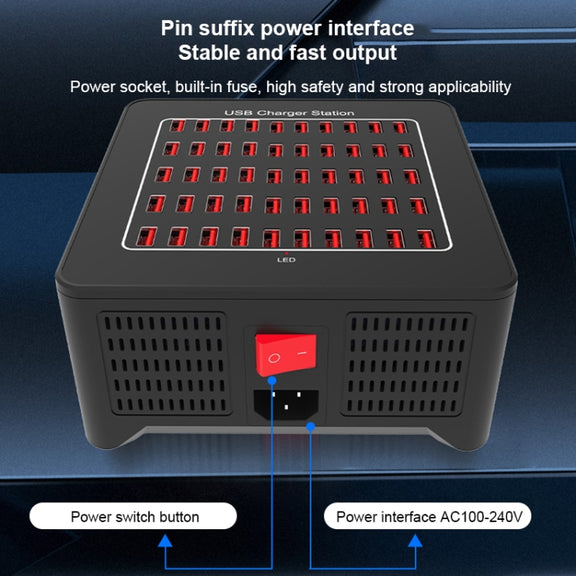 YFY-A77 250W 50 Ports USB Smart Charging Station(UK Plug)