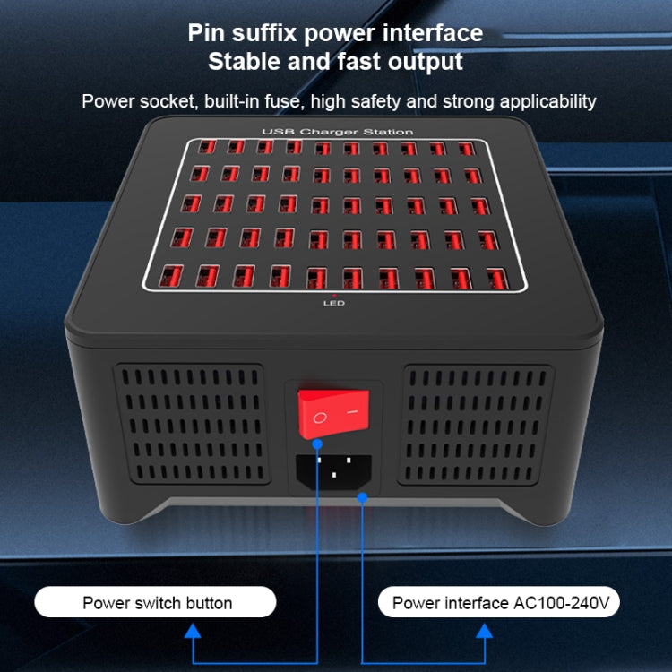 YFY-A77 250W 50 Ports USB Smart Charging Station(US Plug)