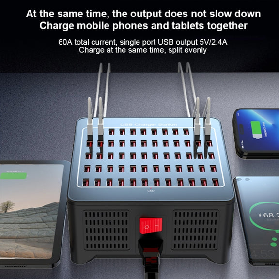 YFY-A78 300W 60 Ports USB Smart Charging Station(US Plug)